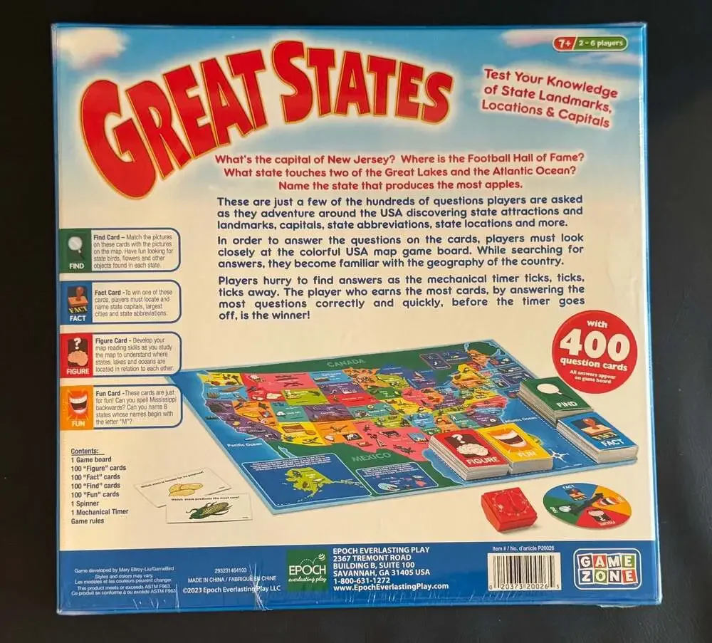 Game Zone Great States Geography Board Game